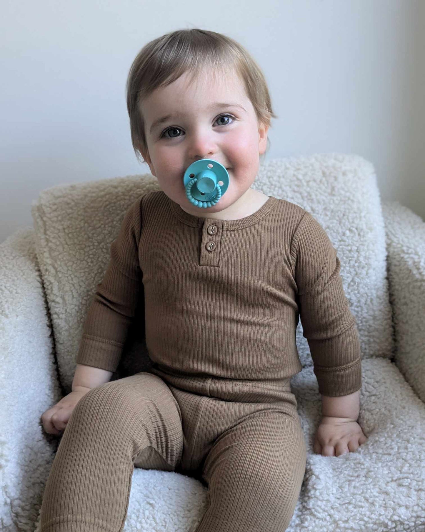 Organic Cotton Modal Long Sleeve Bodysuit - Hojicha