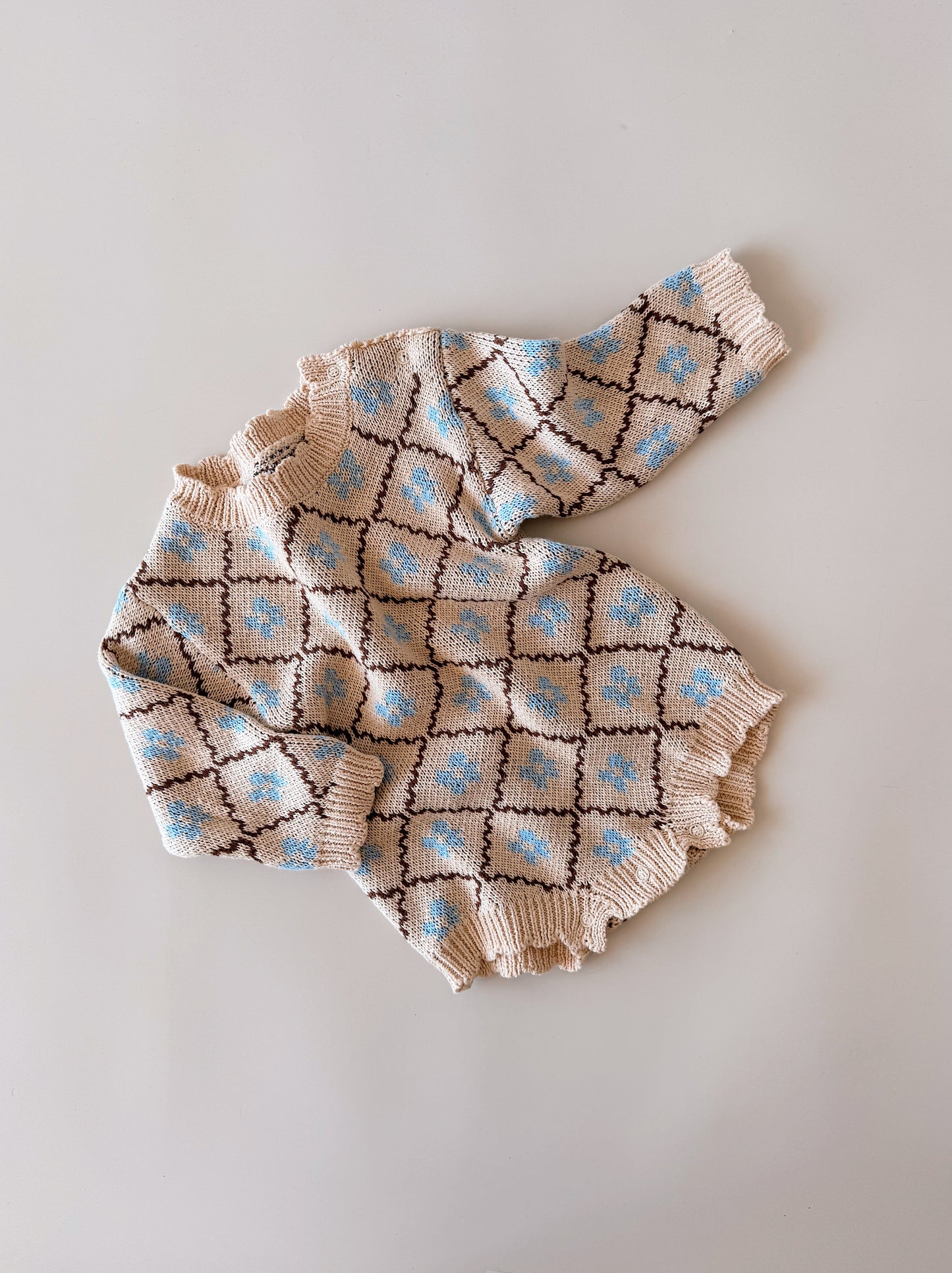 Cotton Knit Romper - Bluebell