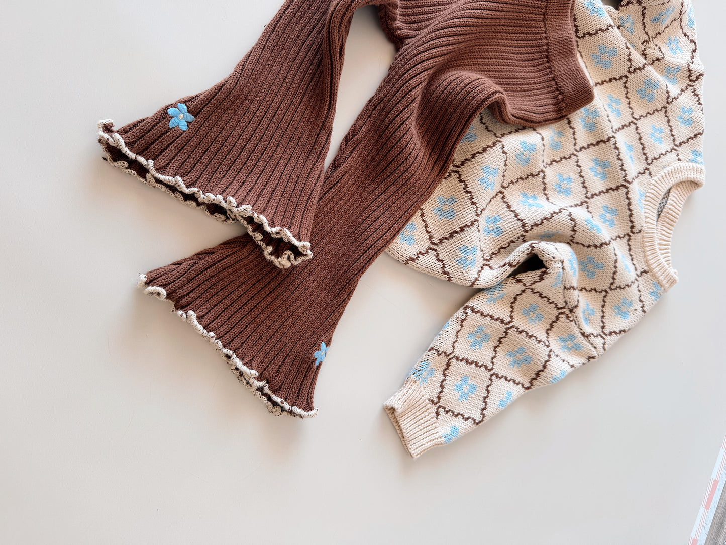Cotton Knit Bell Pants - Bluebell