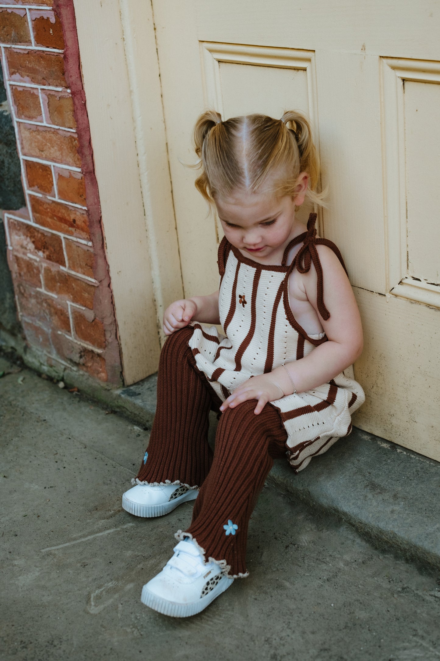 Cotton Knit Bell Pants - Bluebell
