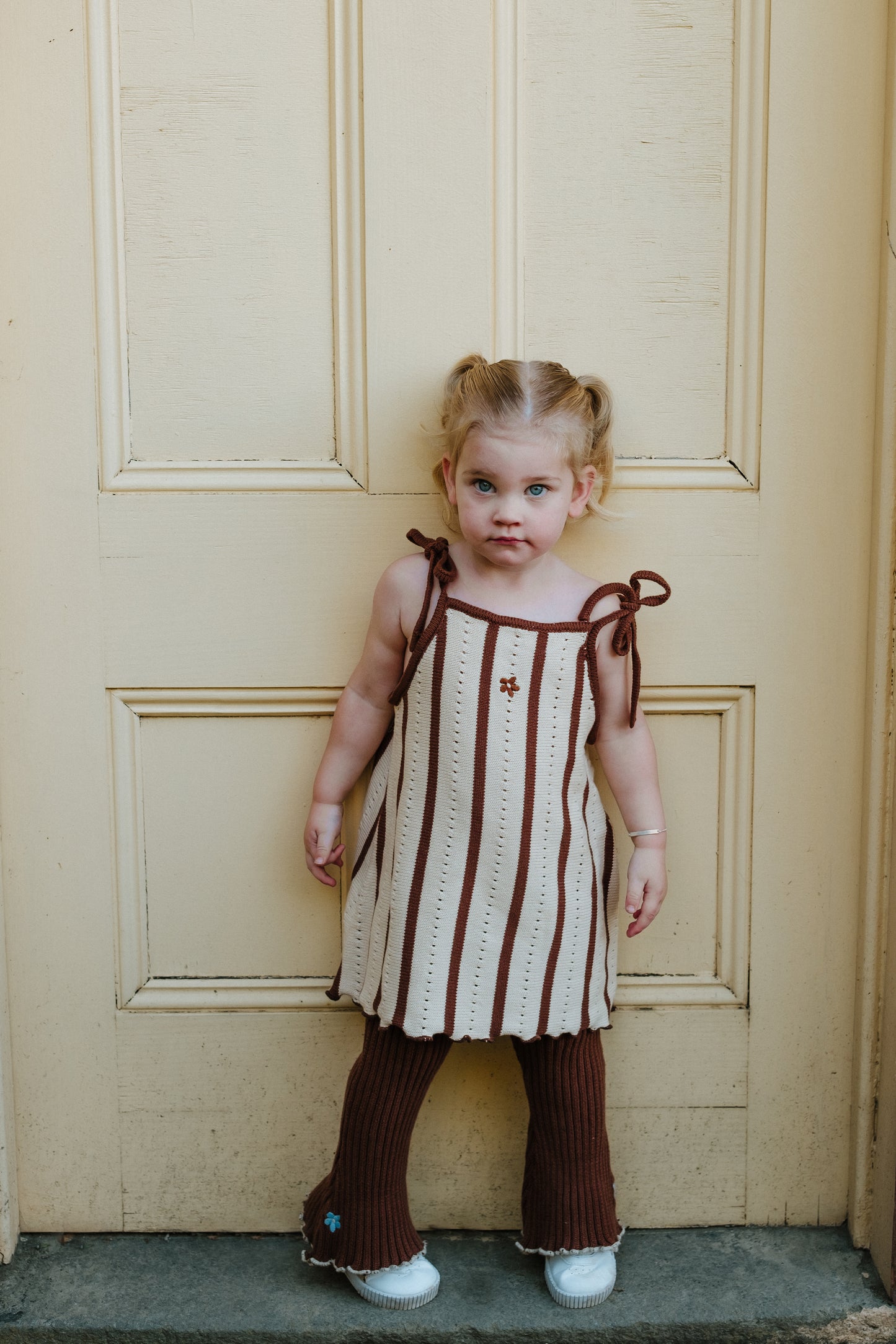 Cotton Tie Dress - Chocolate Stripe