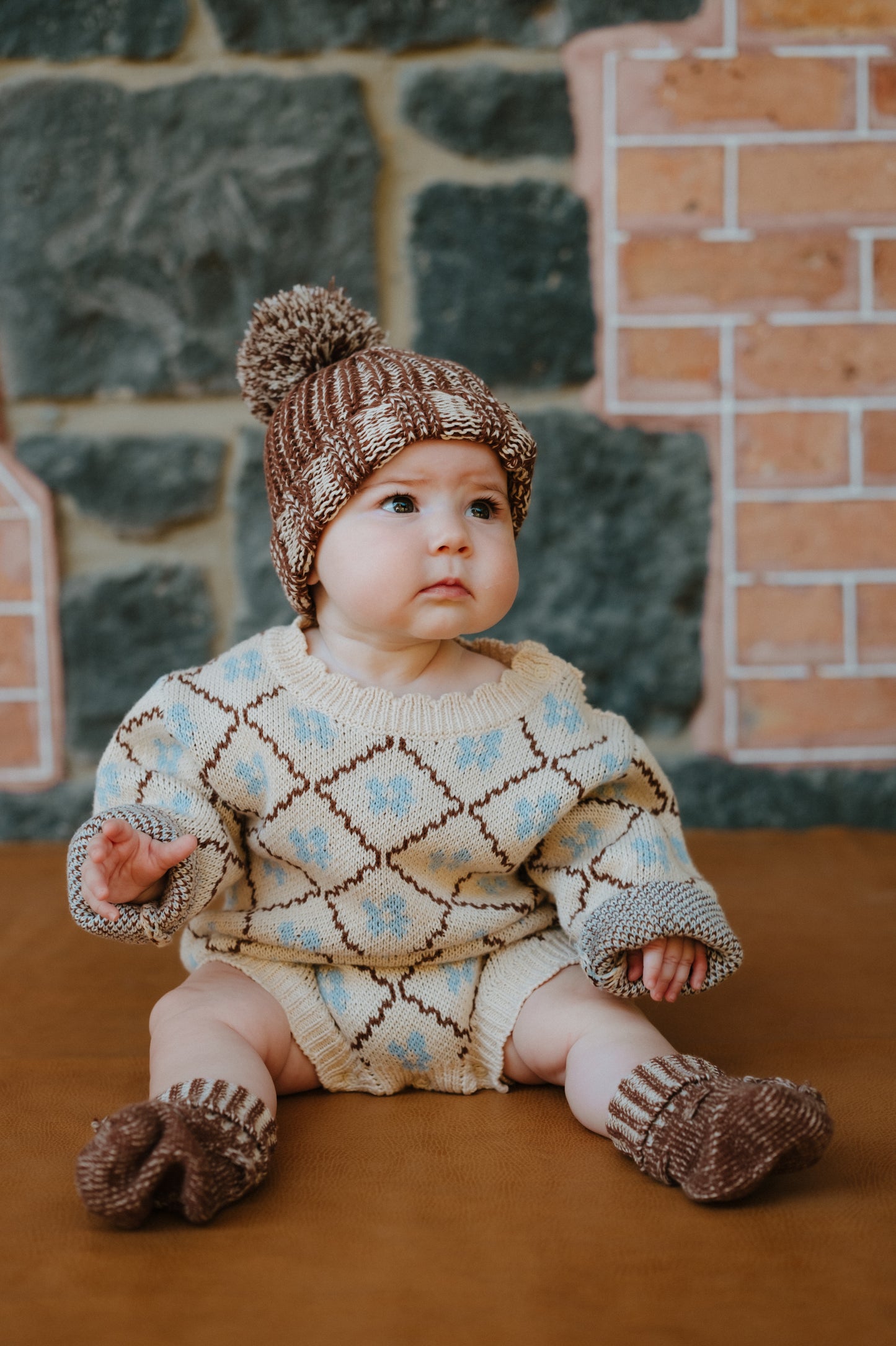 Cotton Knit Romper - Bluebell