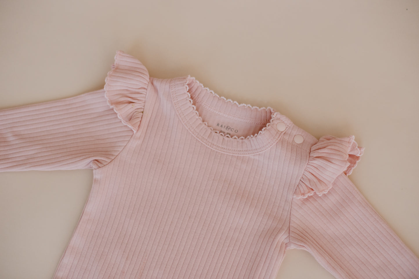 Frill Basic Bodysuit - Pink