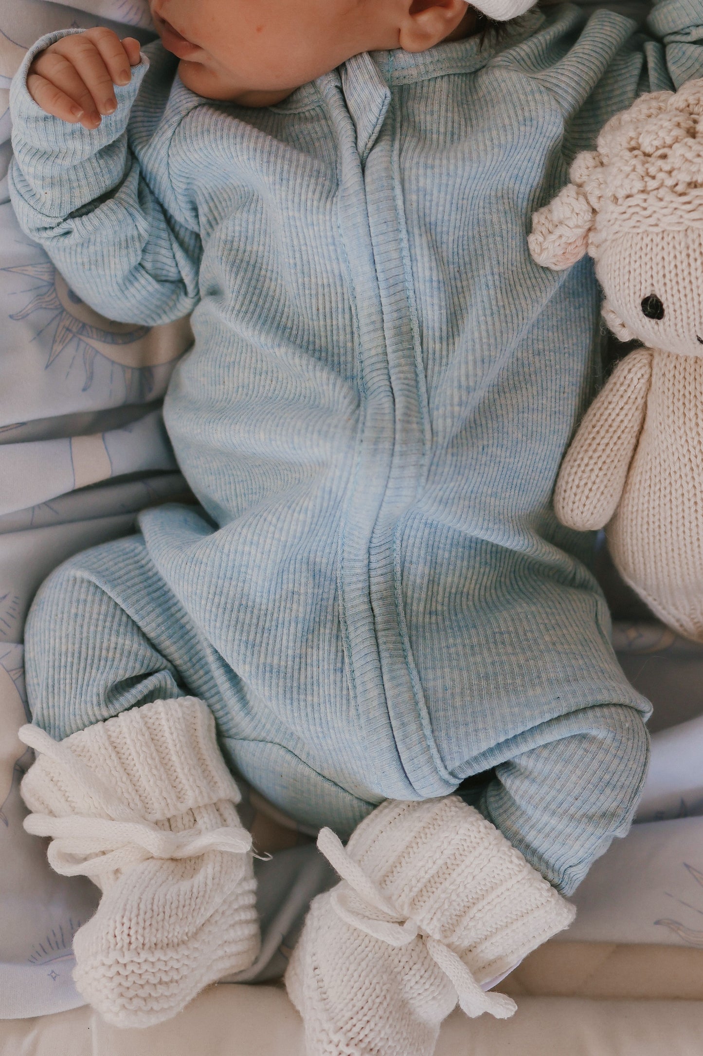 Zip Romper Blue Marle Rib