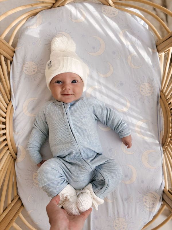 Zip Romper Blue Marle Rib