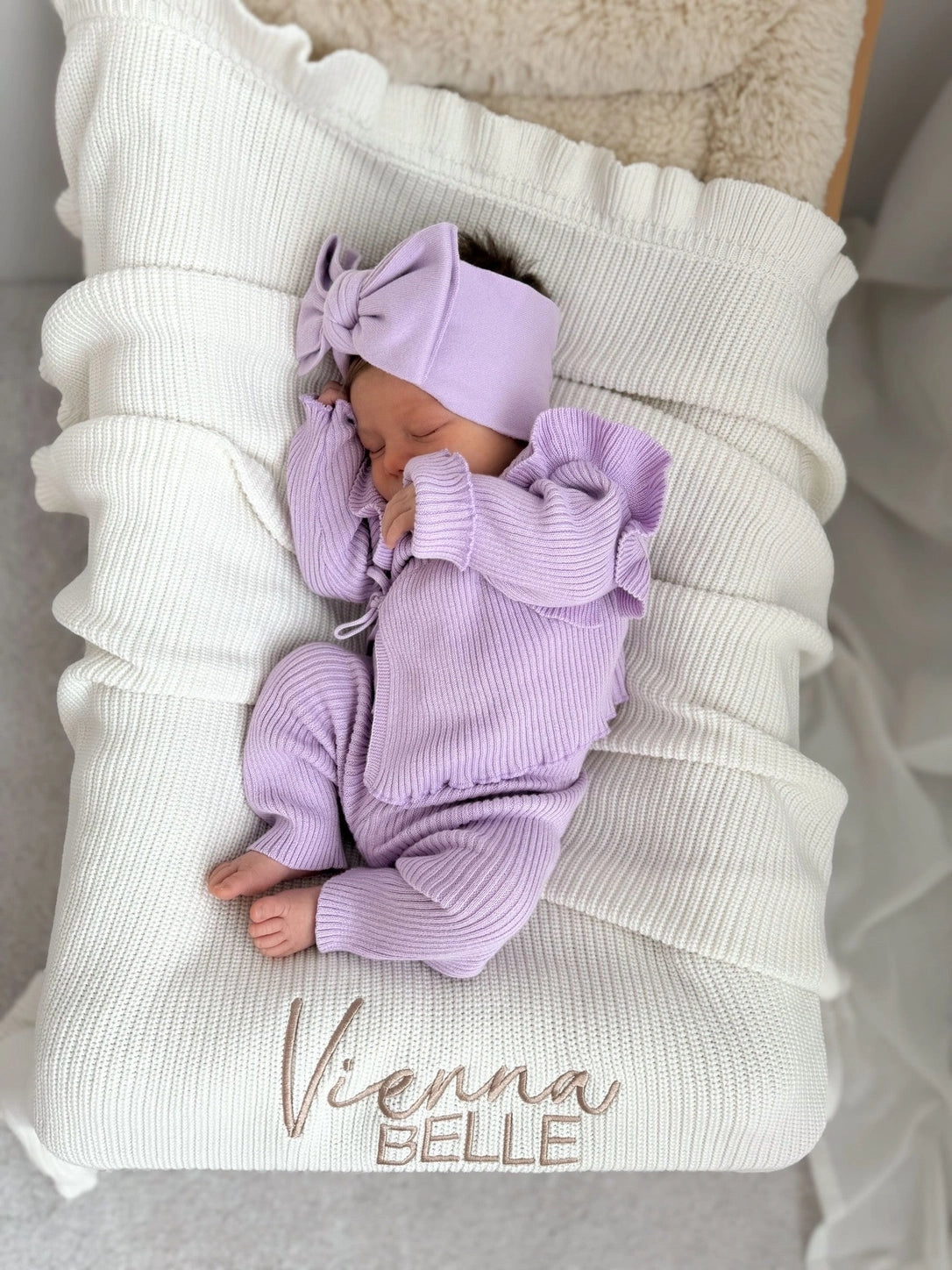 Ribbed Ruffle Kimono Set - Orchid