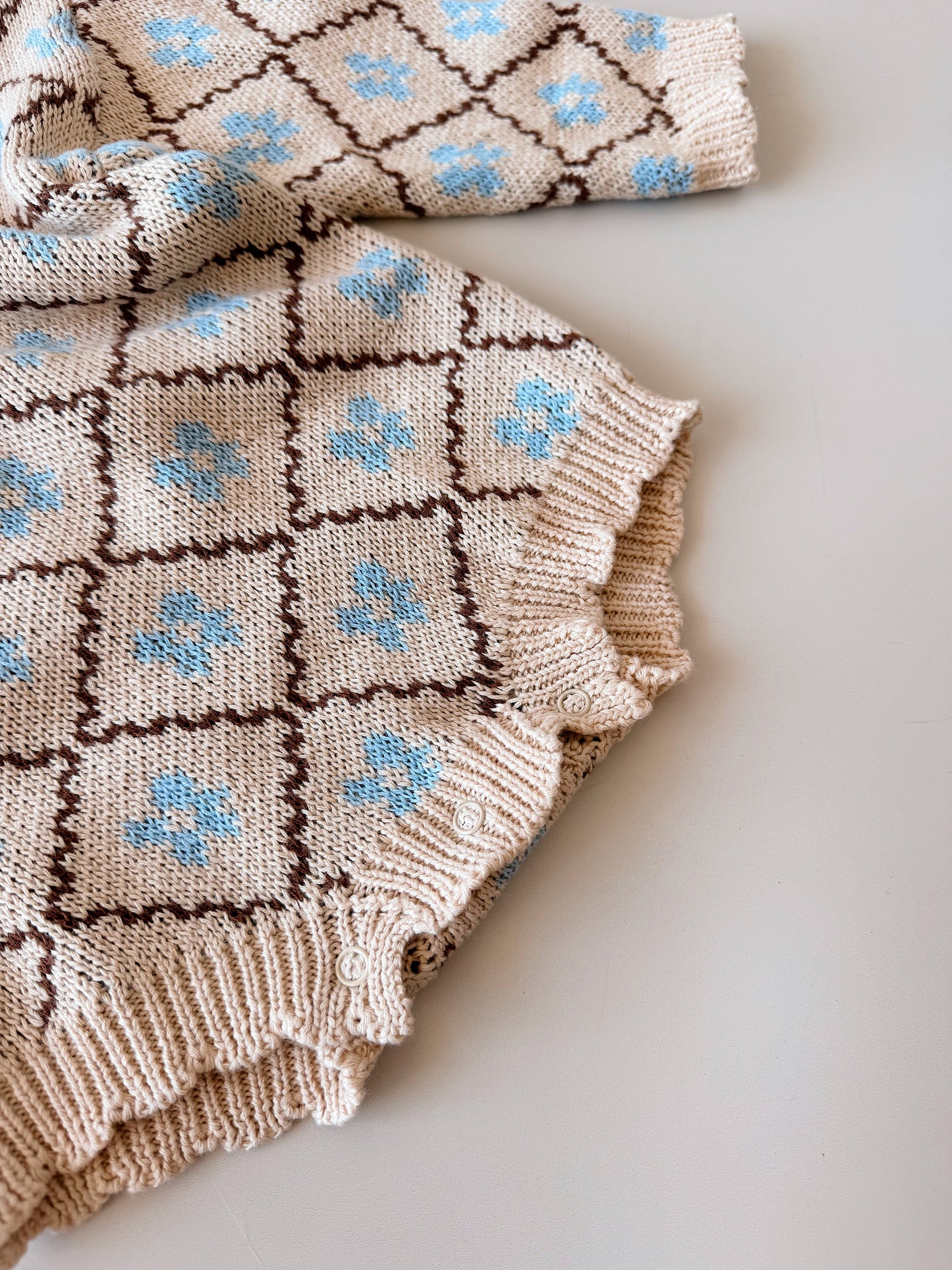Cotton Knit Romper - Bluebell
