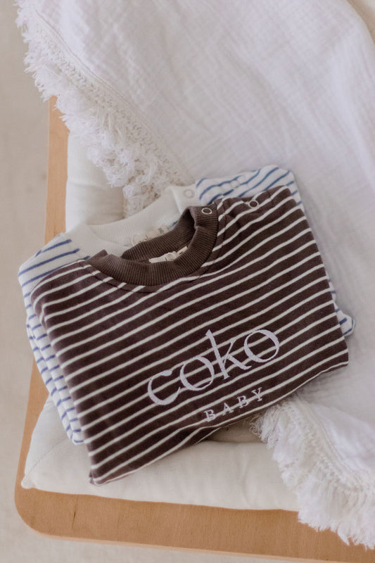 Sailor Romper - Brown stripe